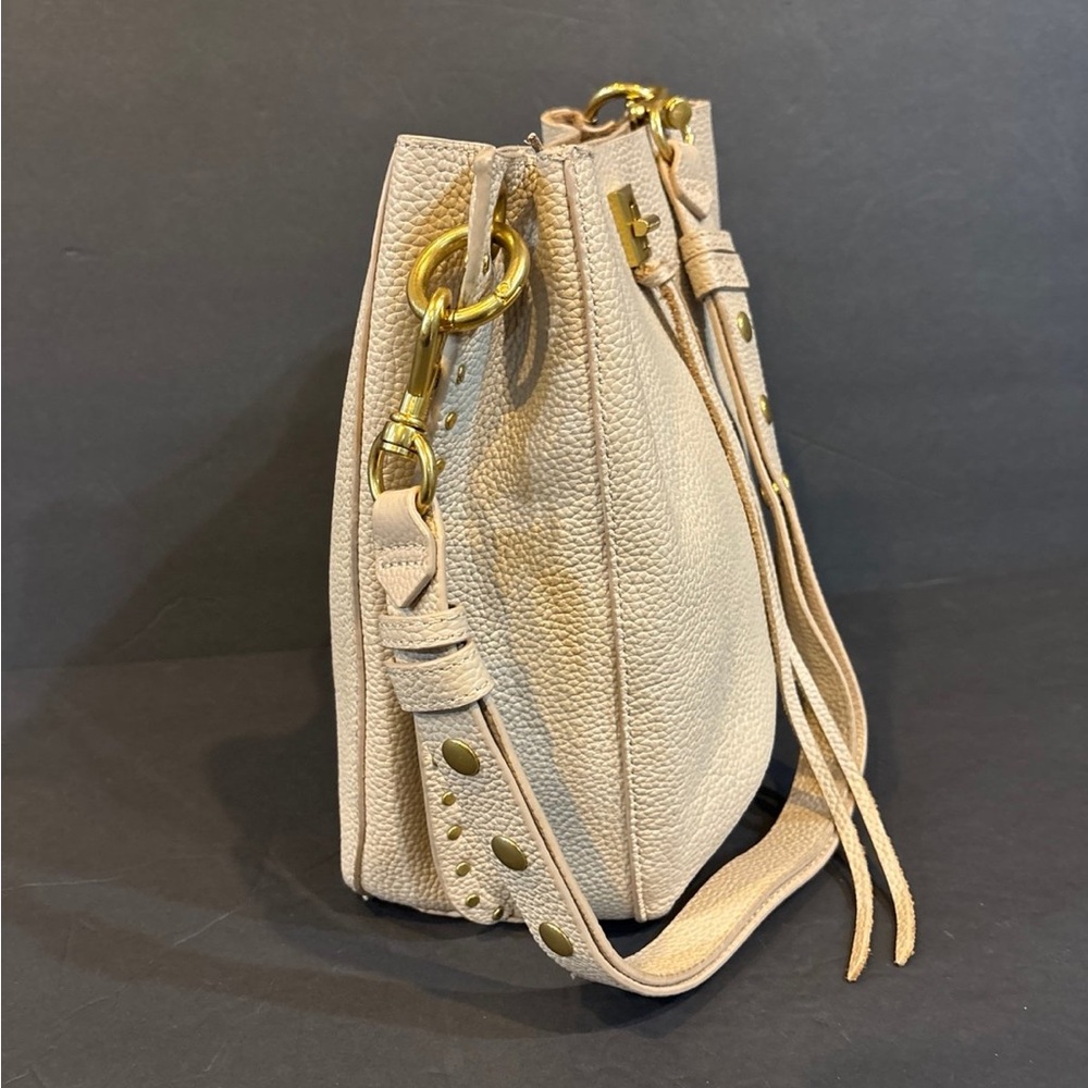 Rebecca Minkoff Darren Leather Shoulder Bag Pebbled Leather Cream Gold Hardware - Picture 3 of 13